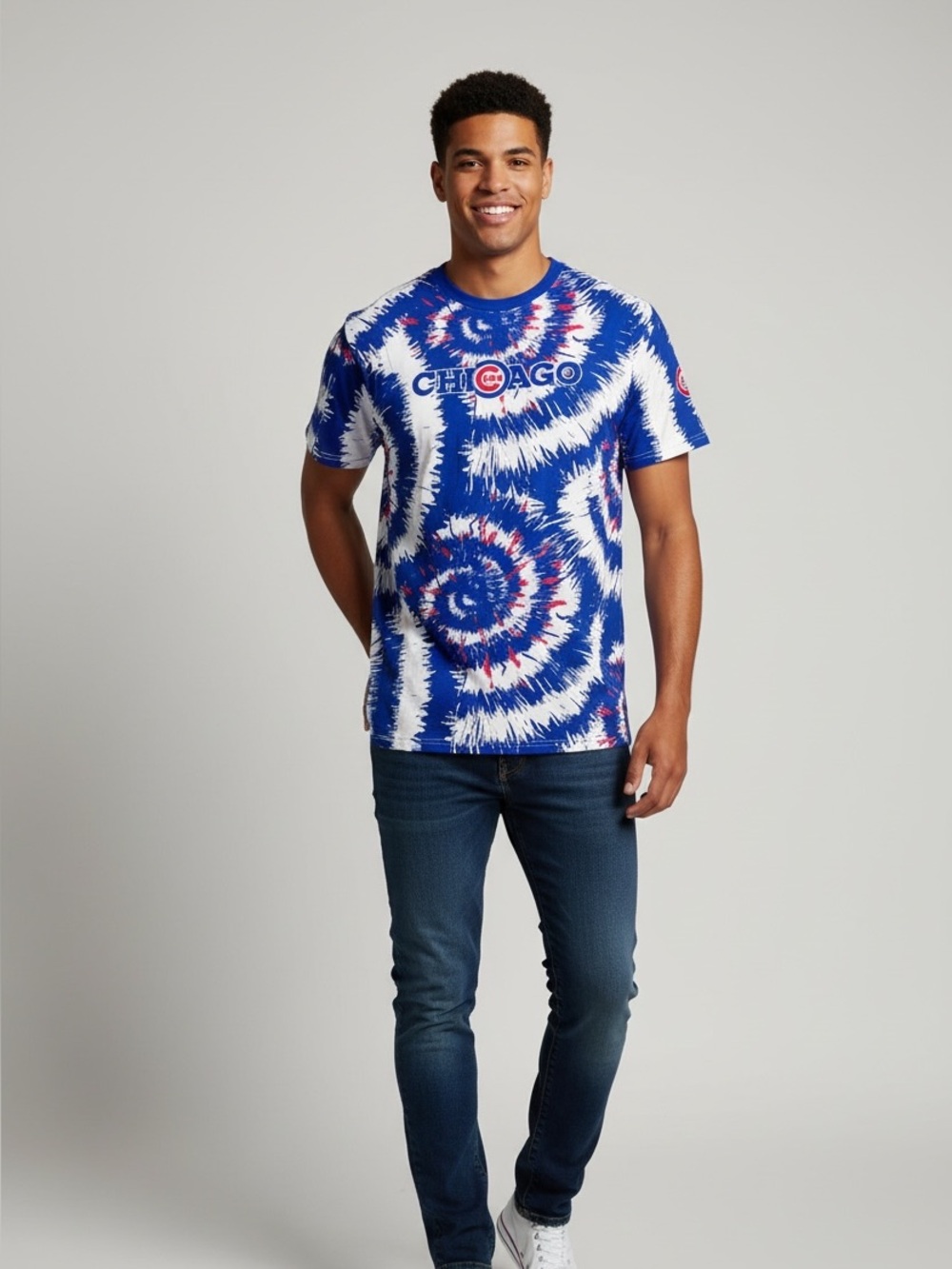 Chicago Cubs Blue and White Tie-Dye T-Shirt